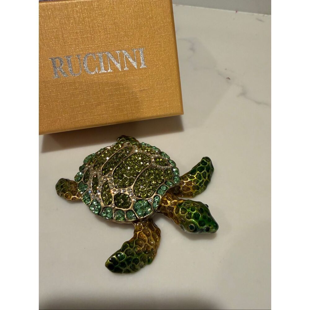 Rucinni Crystal Enamel Turtle Trinket Box
